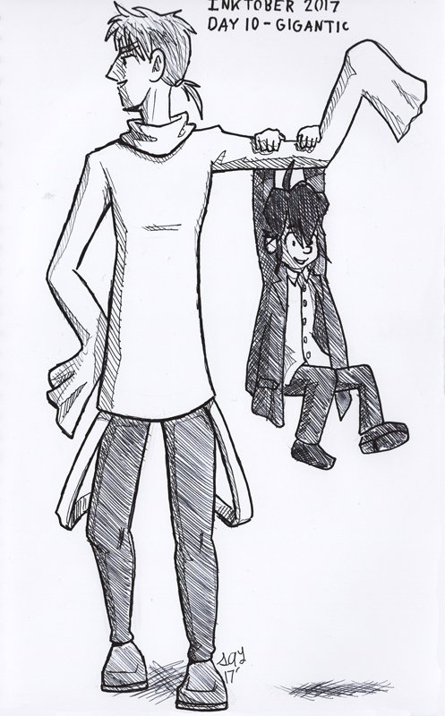 TiredPuppeteer's tweet image. #inktober Day 10 - Gigantic. Sleeves is tall. #inktober2017 #puppetocs