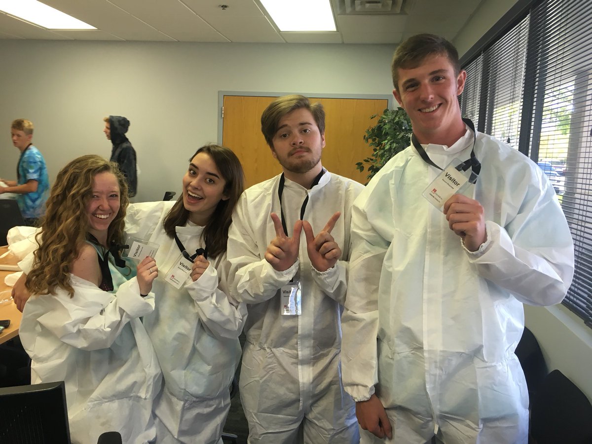 LyellLynne's tweet photo. RMHS Entrepreneurship class checked out Tolmar today. They got to keep the hazmat suits! Should be great for Halloween @RMHSLOBOS https://t.co/WAW4COWbsb