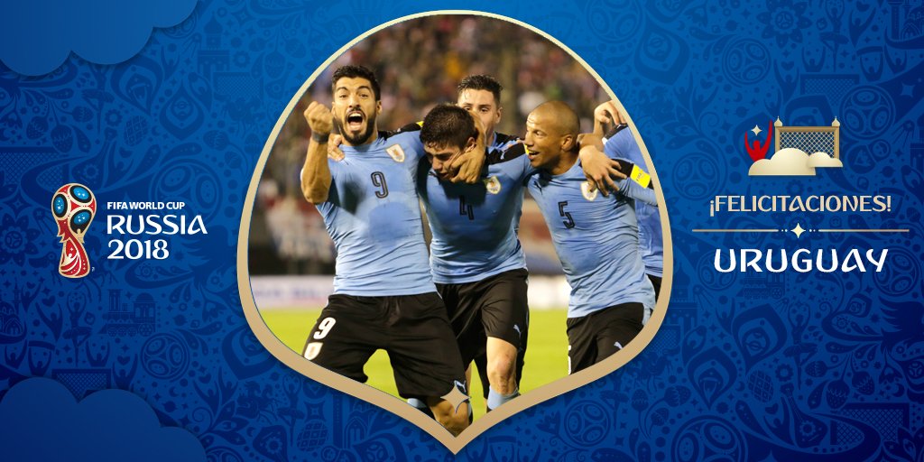 fifaworldcup_es's tweet photo. 🇺🇾 ✈️ 🇷🇺

¡@Uruguay clasifica a #Rusia2018!

La campeona en 1930 y 1950 participará
en su 13ª Copa Mundial 👏 https://t.co/hsenDE3yQA