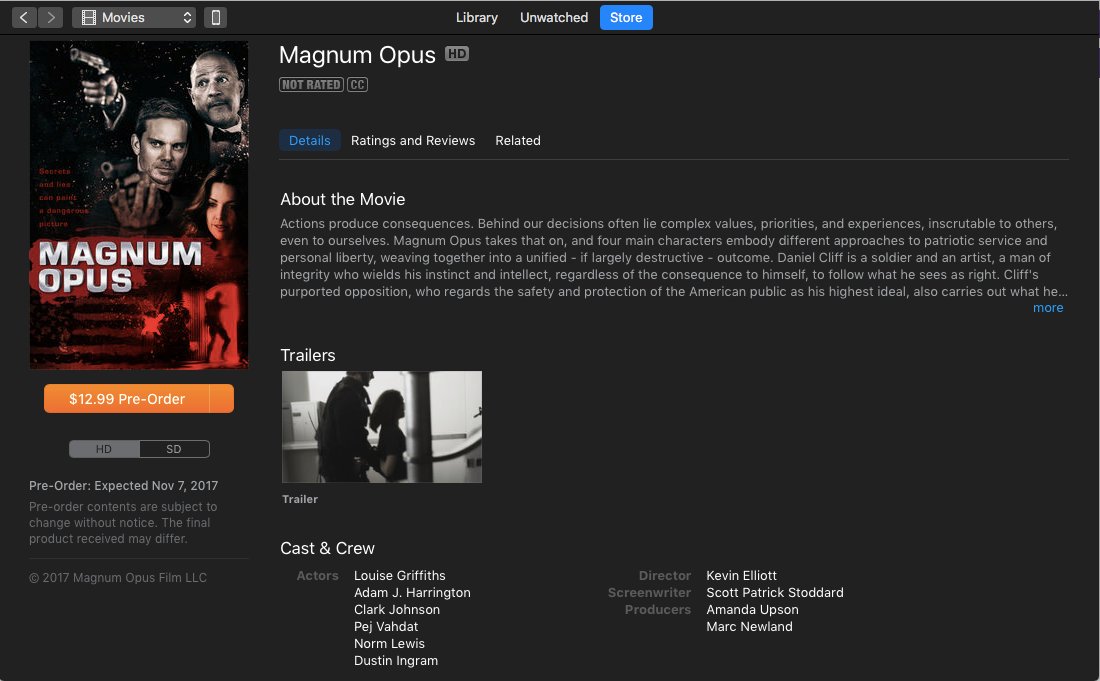 MagnumOpusMovie's tweet photo. #magnumopusmovie available for pre-order on @iTunes. #magnumopus #stegokey #indiefilm #movie #spy #spies #thriller #privacy #security #intel https://t.co/WoPogn6snc