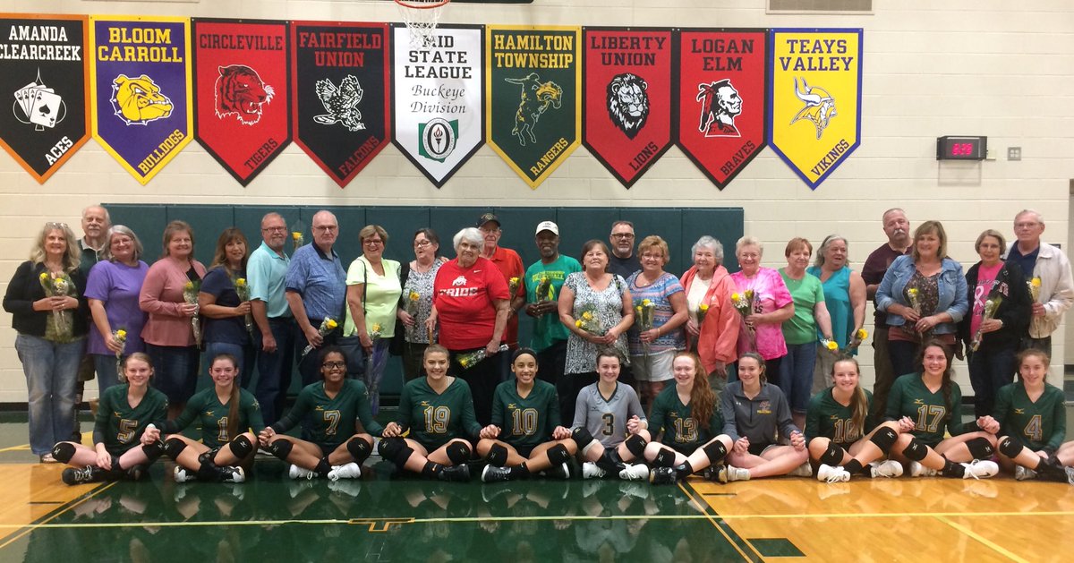 HTVolleyball's tweet photo. With no seniors on our team, we did a twist for “Senior Night”...surprised and honored our amazing grandparents tonight! @HamiltonLocalSD https://t.co/5KEizN8z9J