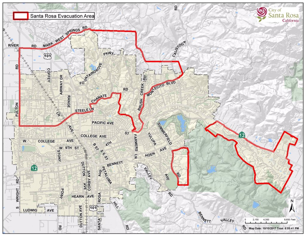 Sebastian Wolff On Twitter Santa Rosa Evacuation Map As Of 4