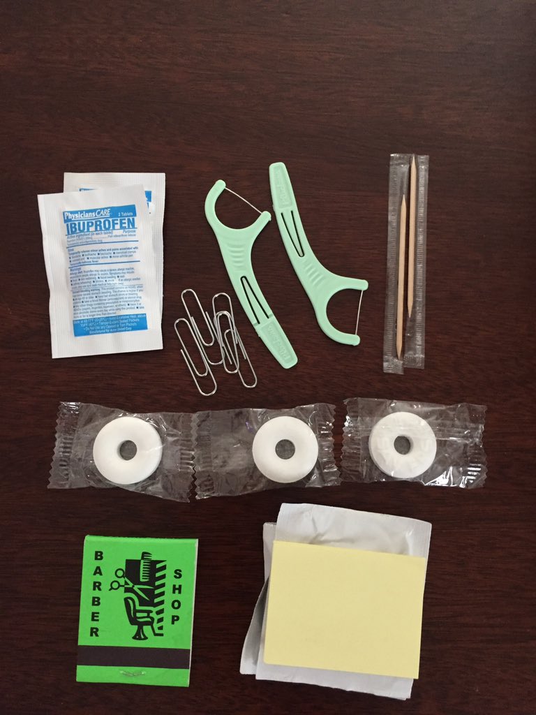 <a href="/campstake/">Campstake</a> A7 Ironically, I'm making a surprise "Office EDC" for my wife. Adding $20 &amp; lip balm. Any other suggestions? #CampChat