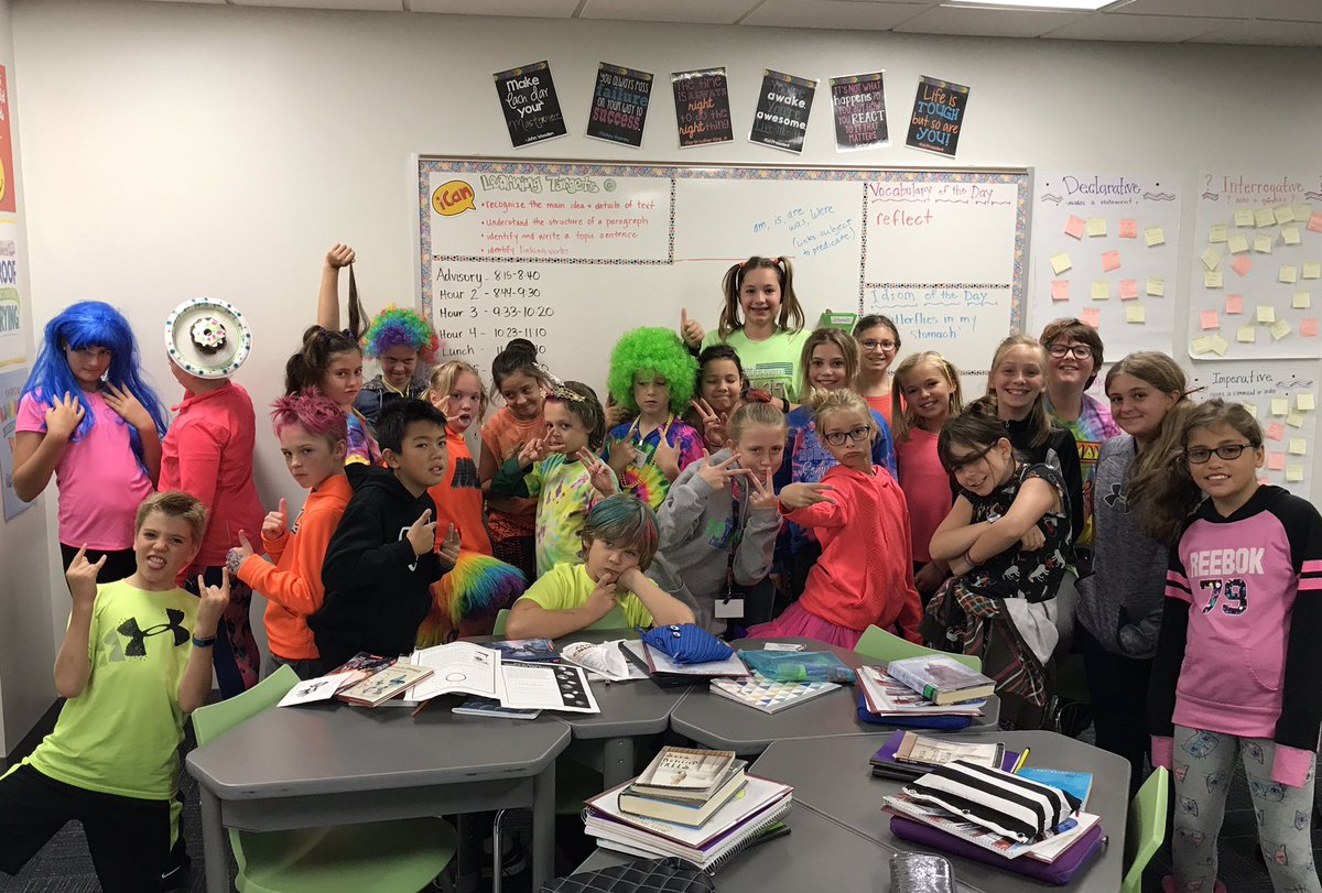 5th graders really getting into Neon/Crazy Hair Day today! #jordanhomecoming #jordanmiddleschool