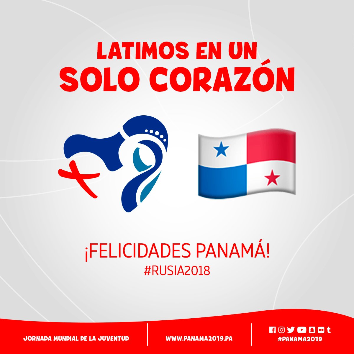 jmj_es's tweet photo. Latimos en un solo corazón💗🇵🇦 ¡Felicidades Panamá! ⚽️#Rusia2018 @fepafut https://t.co/7wt8ROPlZH
