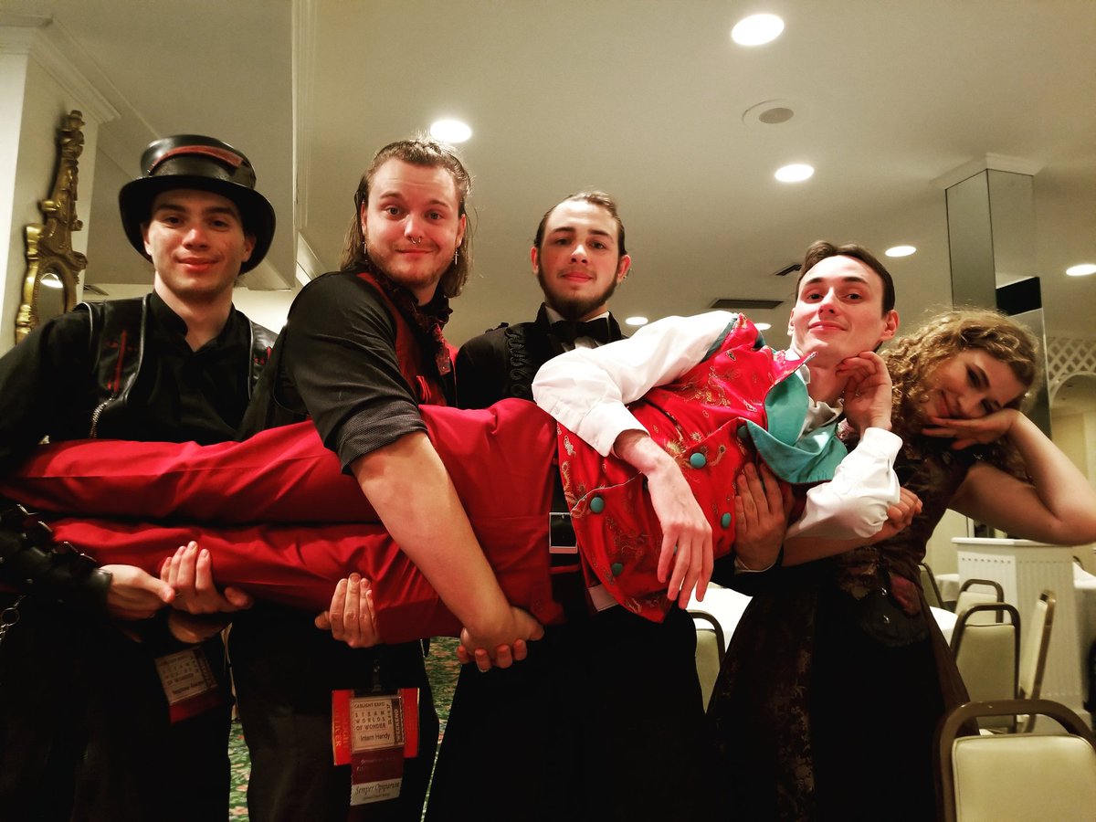 MadameAskew's tweet photo. Just look at these charming skallywags!

#internsofdoom #grandarbiter #gaslightexpo https://t.co/R6e8DZTjpq