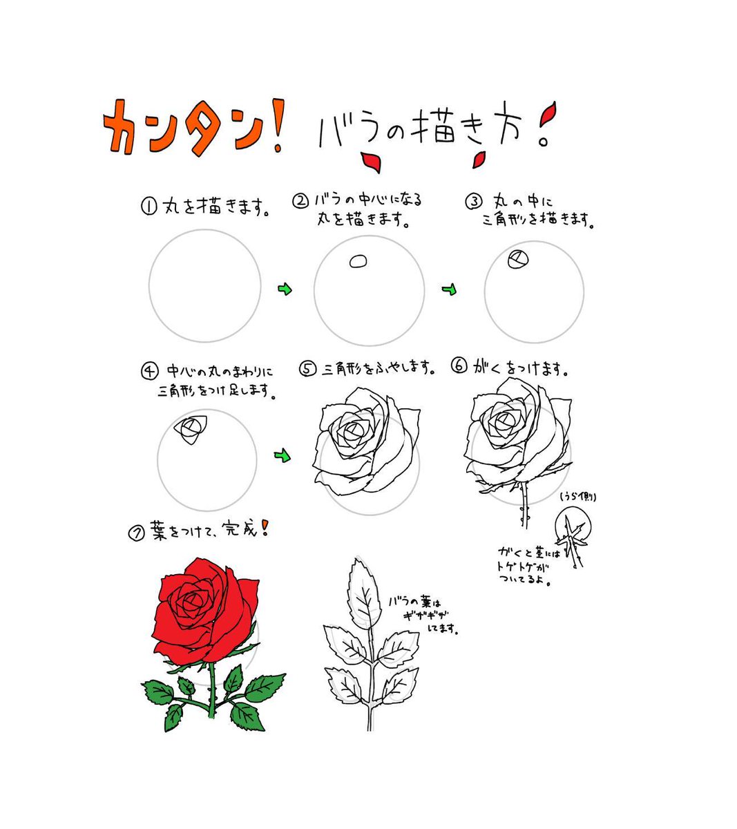 O Xrhsths プロ監修 イラスト講座 Sto Twitter バラを簡単に描く方法