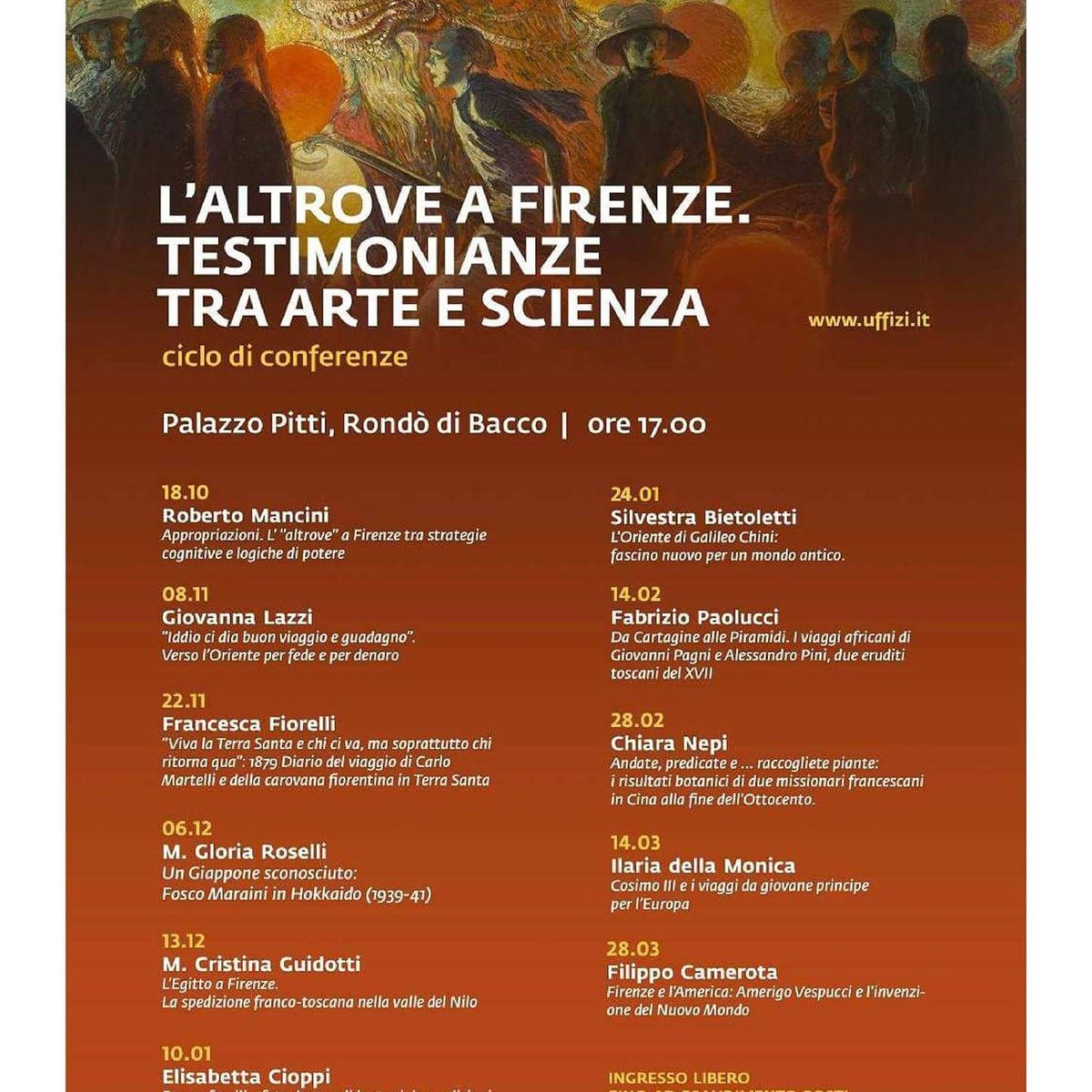 UffiziGalleries's tweet photo. L'altrove a Firenze: #conferenze gratuite dell'Unità del Sapere al Rondò di Bacco di Palazzo #Pitti dal #18ottobre https://t.co/3cml0Tw555 https://t.co/PIfnD3hHB7