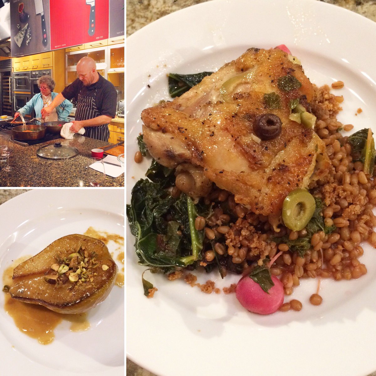 Culinary_Esntls's tweet photo. Amazing! Dry brined &amp; braised chicken; butter braised greens &amp; radishes; &amp; braised pears!
#cookingclass #gourmet #ballardseattle #seattle https://t.co/HMw0ouMsWQ