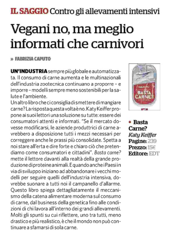 EDTlibri's tweet photo. Basta carne di @KatyKeiffer su @fattoquotidiano. Vi segnaliamo questo spunto pieno di "idee su cui riflettere". https://t.co/3Agz8smNjw