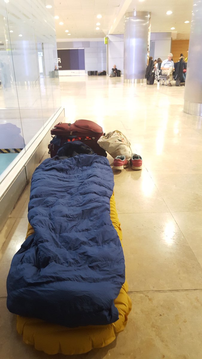 My wildest camping spot yet...A night in Madrid airport because of flight delays! #imanadventurer...GETMEOUTOFHERE