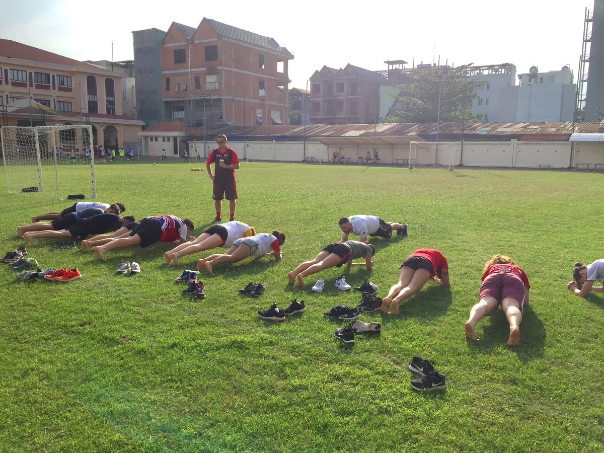 BISHCMC_PE's tweet photo. Serious business at @FOBISIA1 training today. Finishing a stair sprint session with the sandpit of doom #bishcmc #sweatfest #lactichell https://t.co/7ouIc4NH0B
