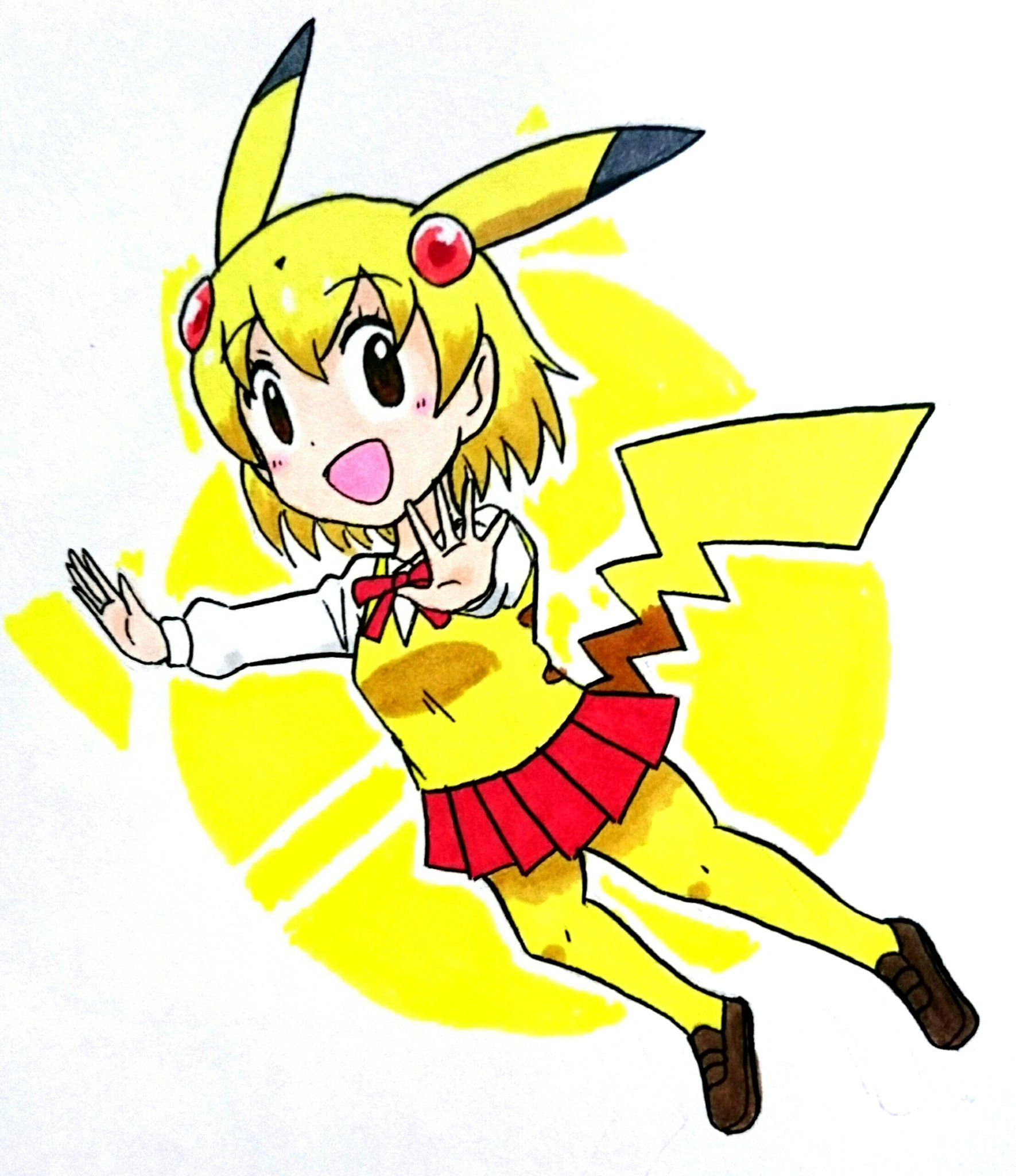 T93 ポケモン けものフレンズ ポケモンフレンズ化イラスト ピカチュウ ポーズは公式の立ち絵を参考に 服はけもフレのシマリスの服を パk 参考にしました 因みにしっぽはあえて にしました けもフレじゃ よくあることなので T Co T93 ポケモン けものフレンズ ポケモンフレンズ化イラスト ピカチュウ ポーズは公式の立ち絵を参考に 服はけもフレのシマリスの服を パk 参考にしました 因みにしっぽはあえて にしました けもフレじゃ よくあることなので T Co