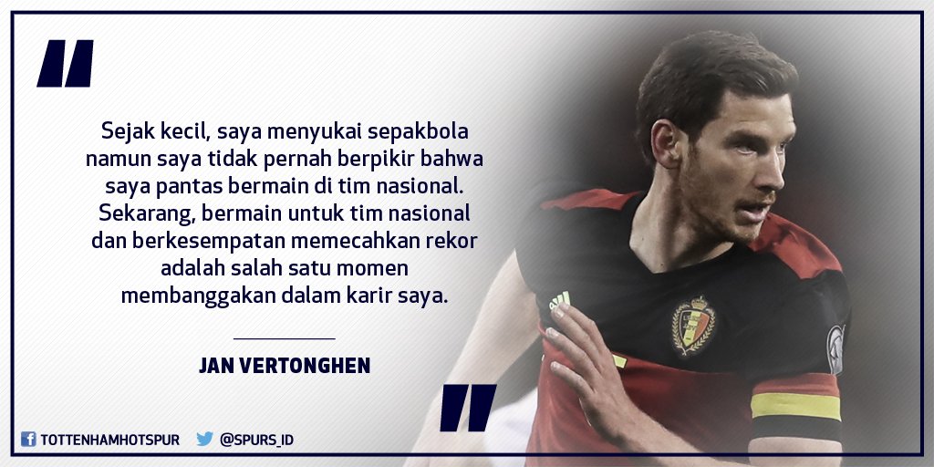 Spurs_ID's tweet photo. ๐ Pencapaian istimewa @JanVertonghen bersama ๐ง๐ช tidak pernah ia bayangkan sebelumnya ๐ #97caps https://t.co/tFoLcQJ4MD