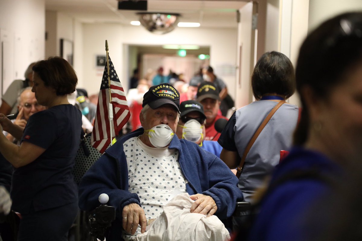 Hundreds of Veterans evacuating Holderman Memorial Hospital by ambulance. #napafire