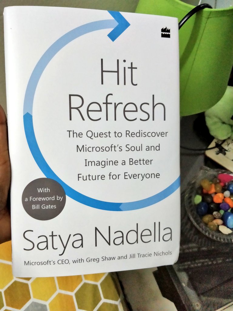 Thanks <a href="/HarperCollinsIN/">HarperCollins</a> for a copy of #HitRefresh. Loved the feel of book cover. #booklover