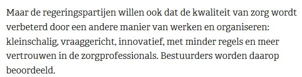 Focus op meer kleinschalig en vraaggerichte zorg. Kans voor particuliere woonzorg en moderne intramurale oplossingen #regeerakkoord2017