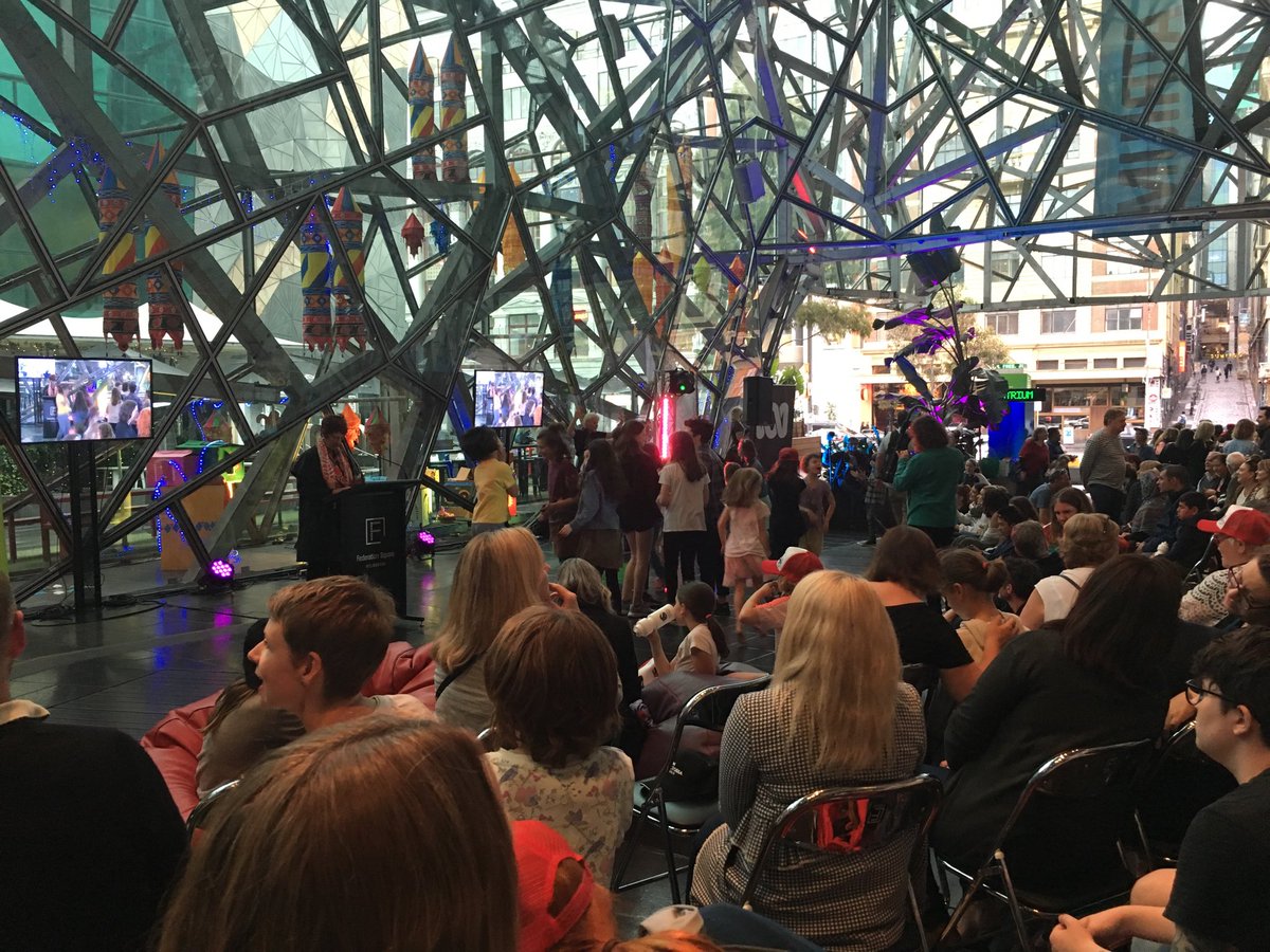 Fed Square rockin in anticipation at the launch of Matchbox Pictures ABCME's Mustangs FC celebrating wonderful girls!