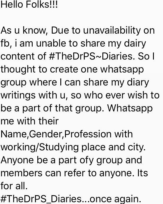 pikuapple's tweet photo. Hey Folks
Once again...
#TheDrPS_Diaries
Wanna be a part then
Whatsapp me at +919410574531 and share with others.
Cheers!!! https://t.co/mAE1L9MFby