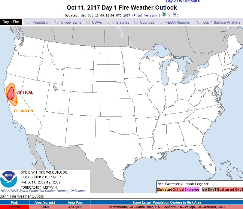 NWSBayArea's tweet photo. Critical fire weather conditions over North Bay thru the day per @NWSSPC.  Red Flag/Wind Advisory go in effect 5pm.   Very high fire danger! https://t.co/daBAjBva1l