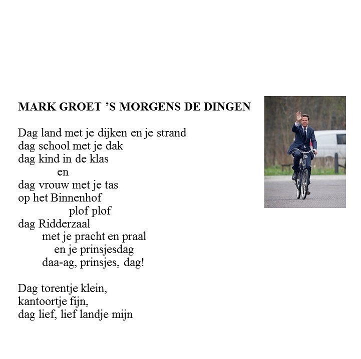Mirbrandenburg's tweet photo. Mark gaat door. En 's morgens groet hij de dingen. #formatie2017 @markrutte @MinPres https://t.co/BUdlmdn7kV