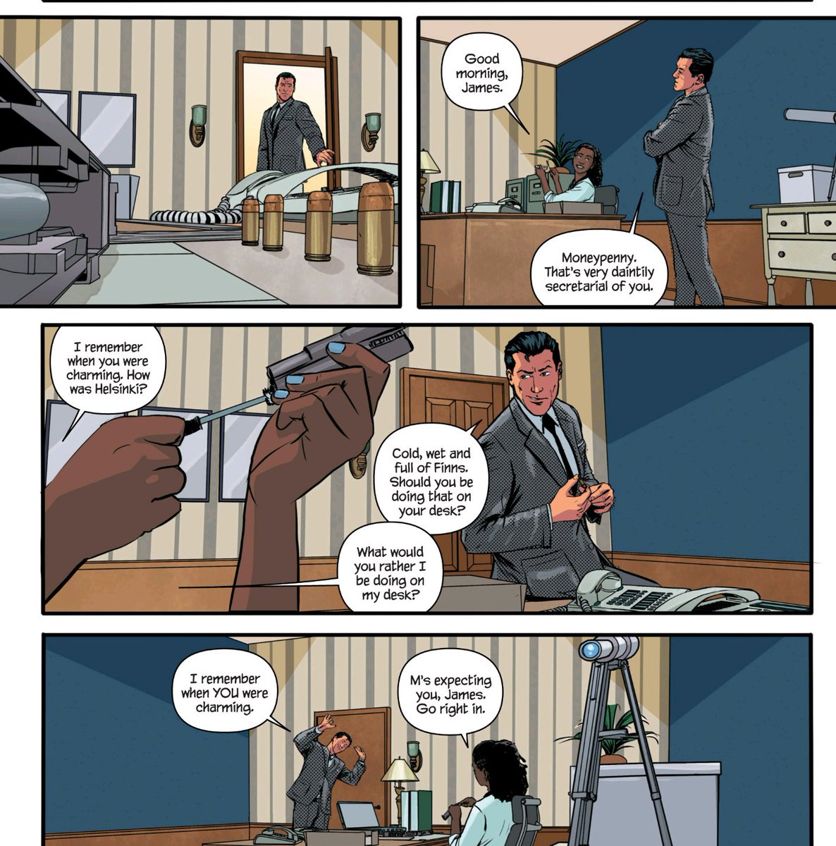 AgentUnderFire_'s tweet photo. //Got a bunch of James Bond comics on sale last week and Moneypenny is 100% the best 100% of the time. https://t.co/FifeQJnjUK