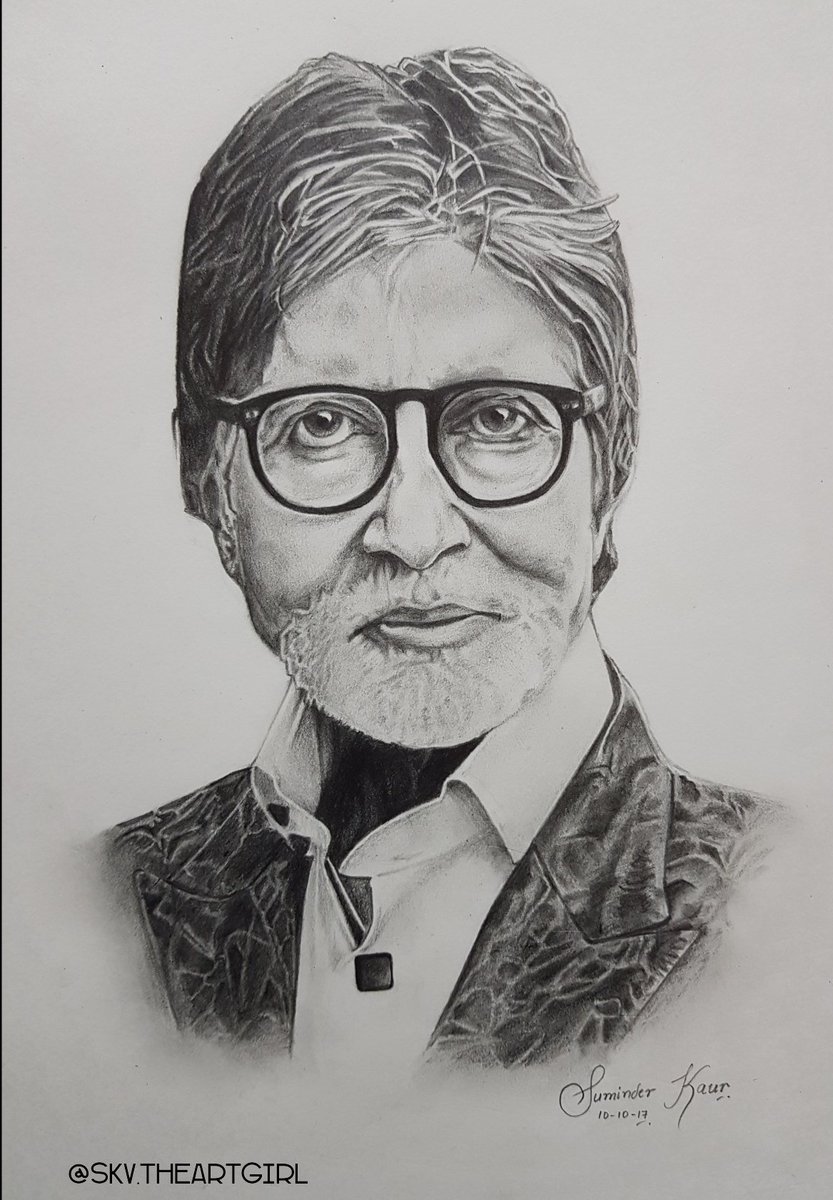 SuminderKaur15's tweet photo. Happy 75th birthday @SrBachchan 
This sketch is made by me. Hope you like this !😊 https://t.co/ZGREcHGPsJ