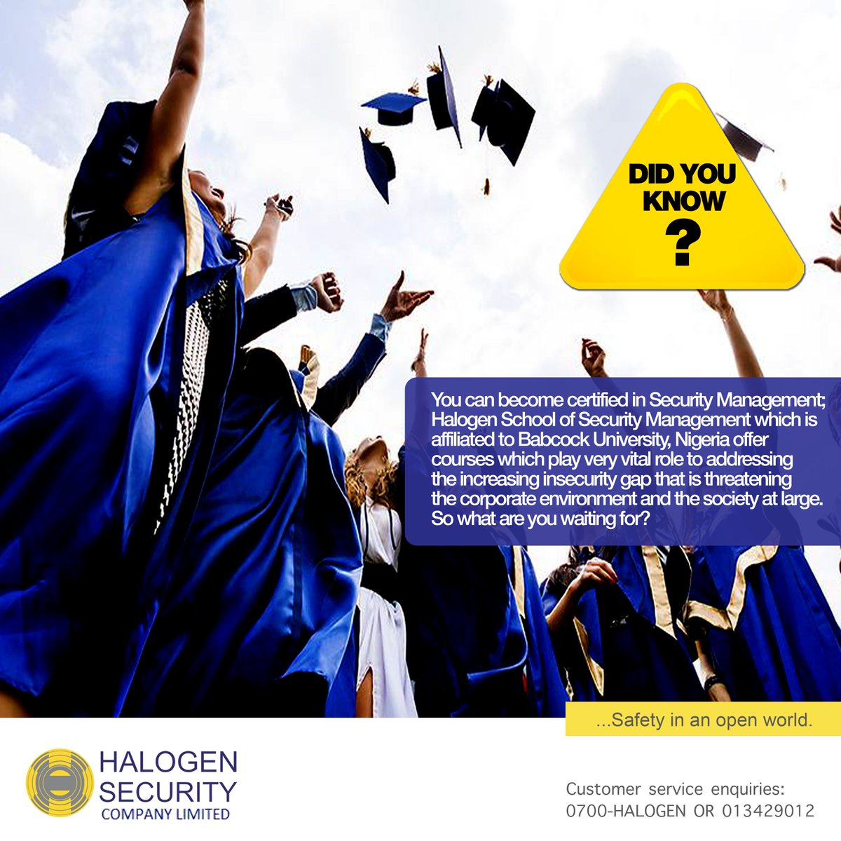 halogen_group's tweet photo. #DidYouKnow #youcan #becomecertified #securitymanagement @halogenNG #Halogenschool @Babcockuni_ng #enrole #nowyouknow #behalogenprotected https://t.co/yndZAiTFCj
