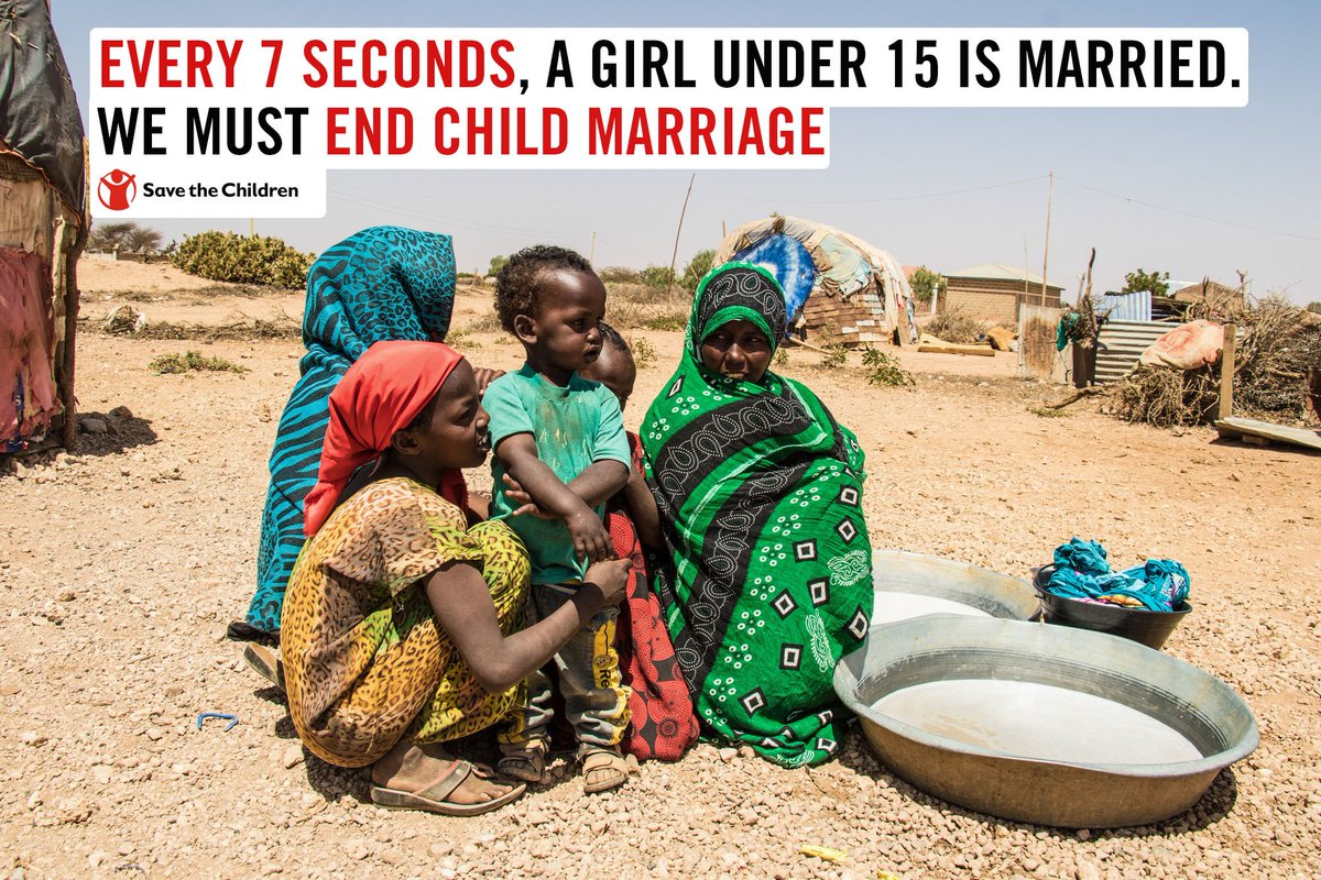 SaveChildrenSO's tweet photo. Did you know? Every 7 seconds, a girl under 15 is married. To achieve the SDGs, especially SDG5, we must #endchildmarriage! #DayoftheGirl https://t.co/bccEXiCYuI