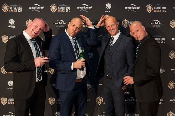 JoondalupUnited's tweet photo. The JUFC boys looking egg-squisite at last weekend’s @FootballWest Consolidated Energy Awards night! 🥚🏆👔 https://t.co/YXl7nGpBp7