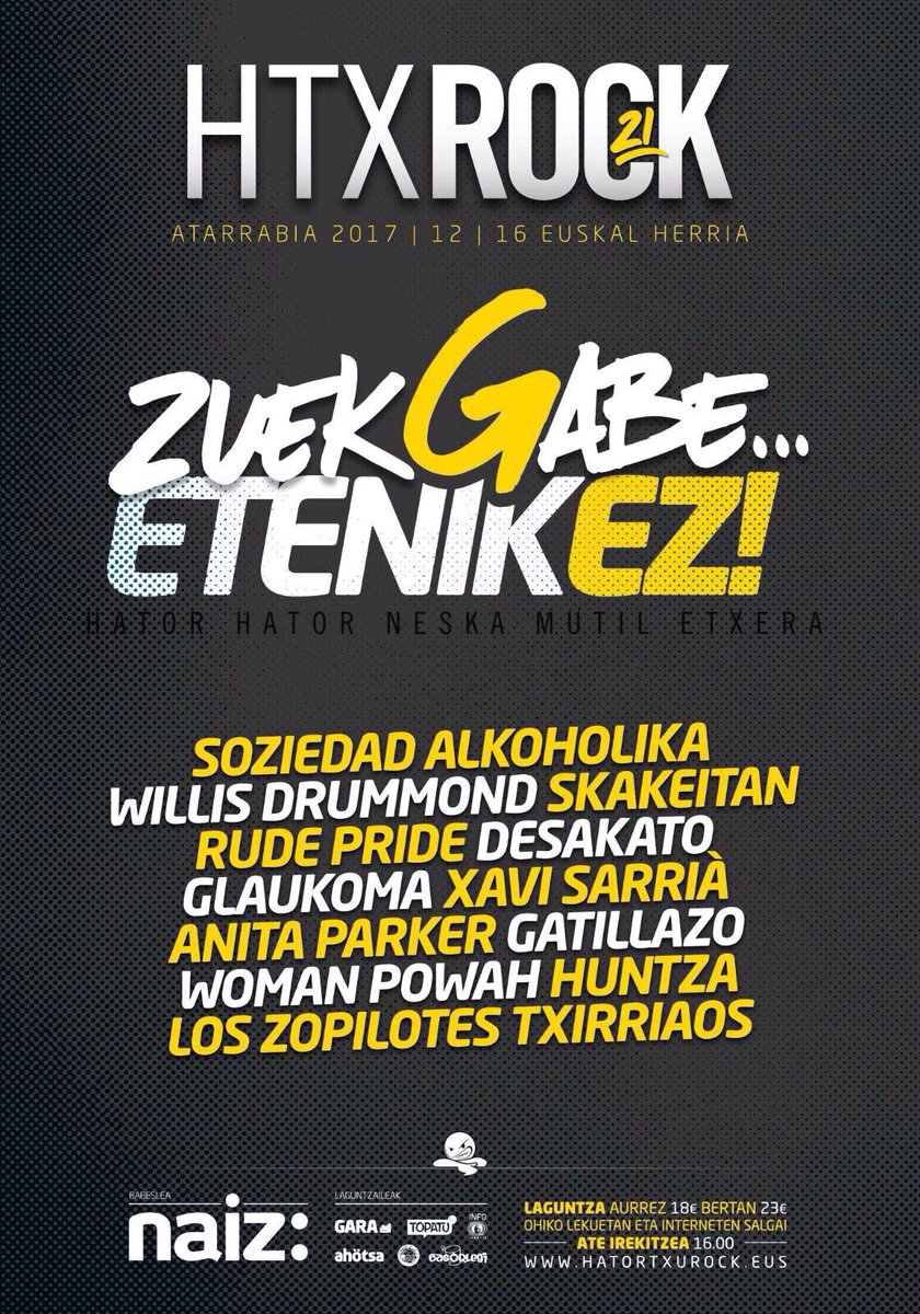 Gure abestiak <a href="/Hatortxurock/">Hatortxu Rock</a> en  zuzenean entzuteko aukera izango duzue! #HTX21 #HatortxuRock #AzkenaIzanDadila