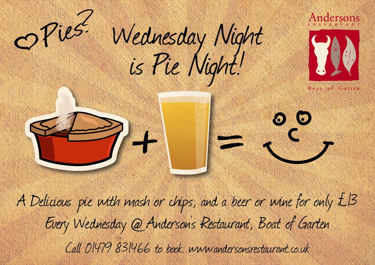 eatandersons's tweet photo. Our Wednesday Night Pie Nights are in full swing Folks, Still a few tables left for tonight.

Bookings 01479 831466 or at
https://t.co/LmTa3hgGml https://t.co/Vv1g1DOqhz