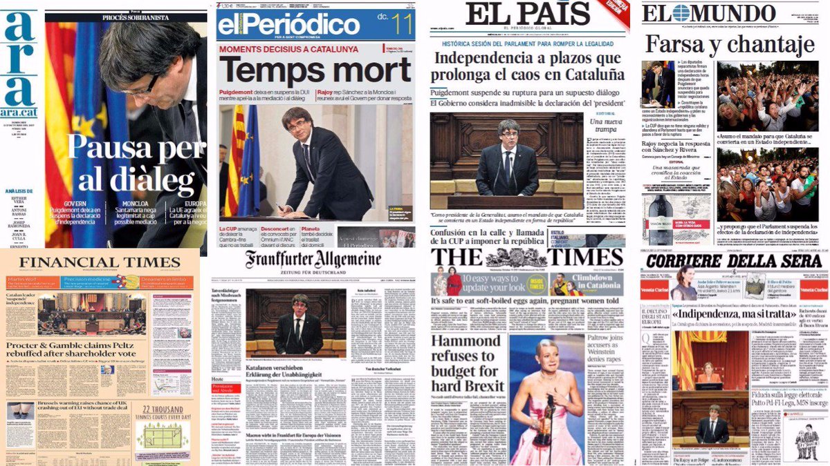 3CatInfo's tweet photo. 📰 La premsa de Madrid parla de "xantatge" i la internacional destaca l'oferta de diàleg https://t.co/BLOOsbiykj https://t.co/sEh3C2PEEd