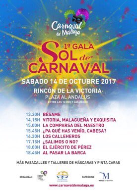 Carnavaladictos's tweet photo. Gala Sol de Carnaval 
14 Octubre
Rincón de la Victoria (Málaga) https://t.co/sn7OymEaRx