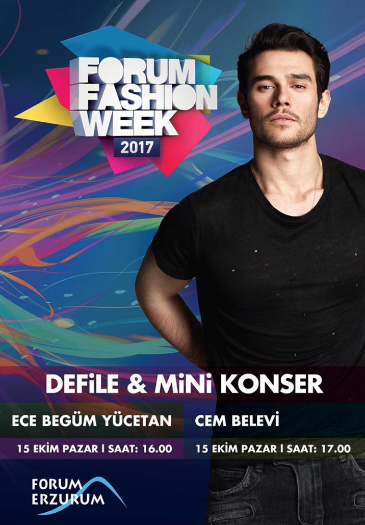 CemBeleviHaber's tweet photo. Forum Fashion Week 2017 😉 Defile ve Mini Konser #cembelevi 15 Ekim Pazar Saat 17:00 da sakın kaçırmayın ✌️Forum Erzurum @CemBelevi #konser https://t.co/t5CppgR60k