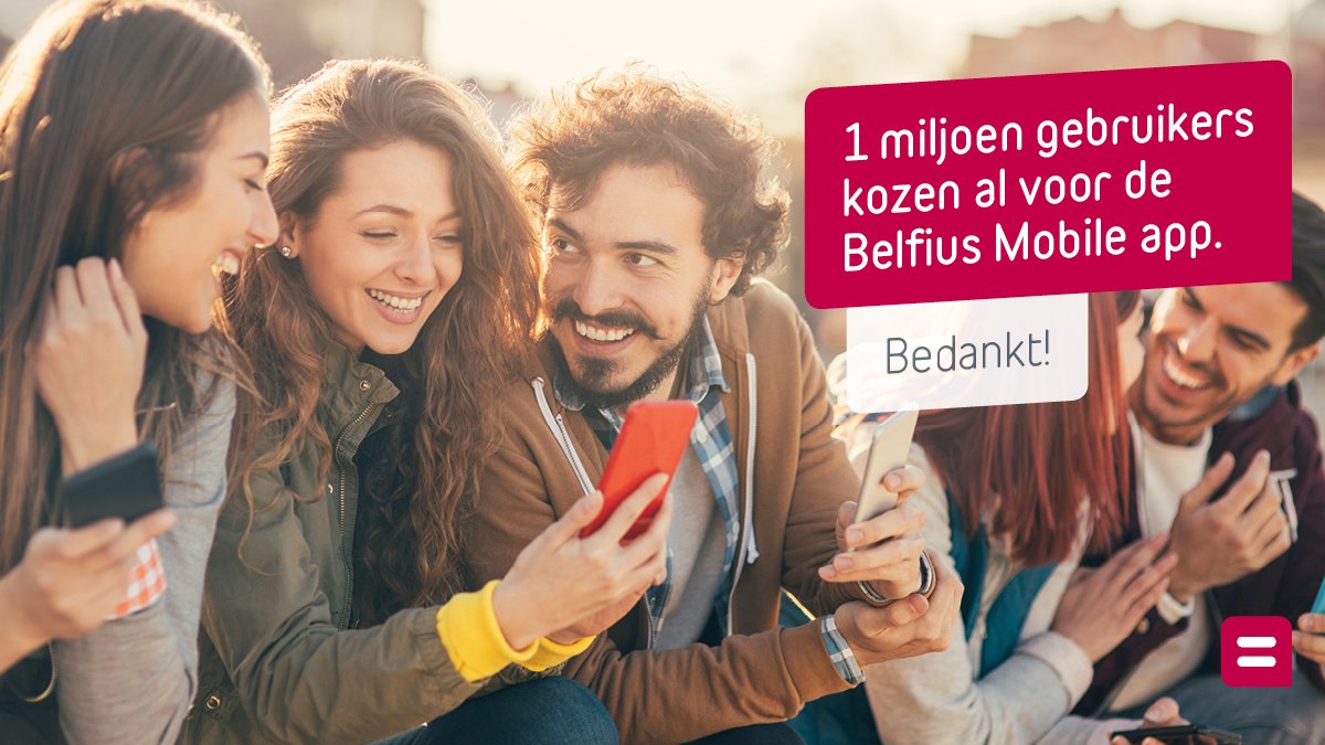 Belfius's tweet photo. Dankzij jou behaalt Belfius Mobile een belangrijke mijlpaal!
#1MillionUsers #BelfiusMobile https://t.co/bL7PY8apqB https://t.co/uUA8bCTeD2