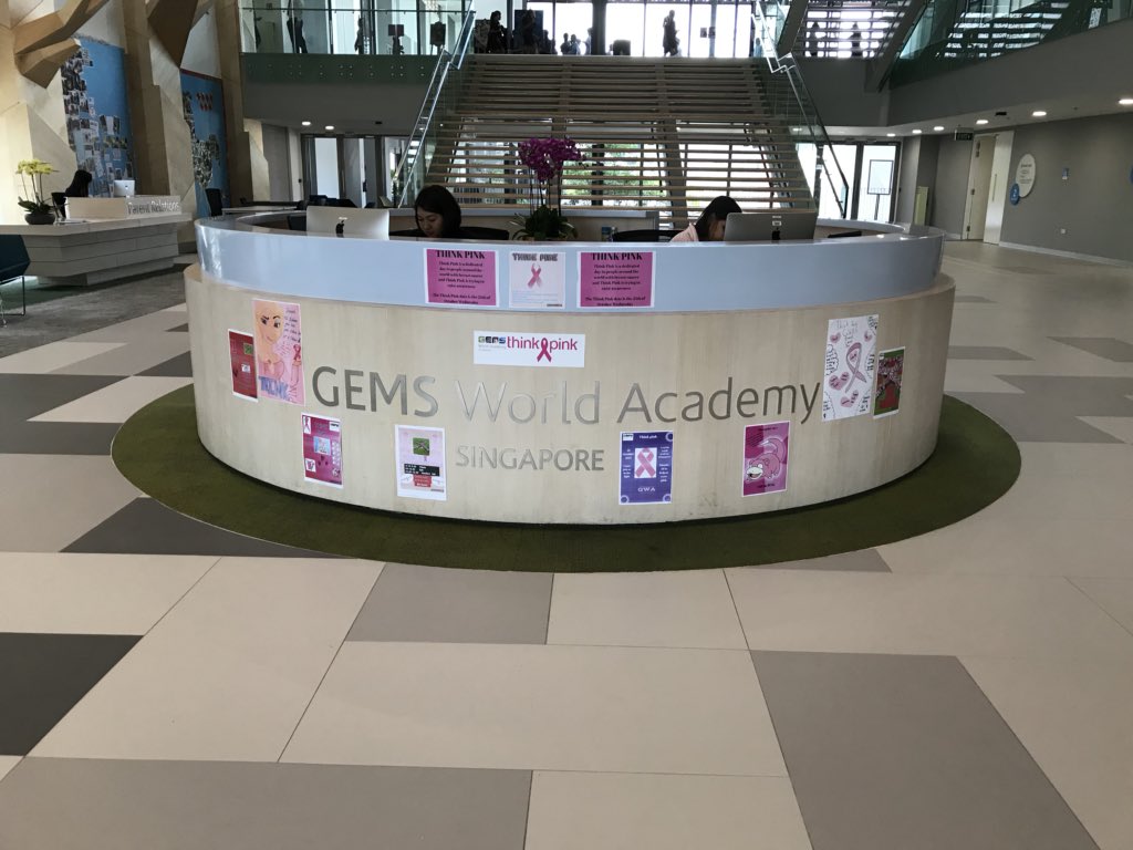 crimmer24's tweet photo. Thinking Pink to raise awareness thanks to the ACTION driven Gr5’s @GEMS_Singapore #gemsinspire @paulwork14 @saabrinatan @simonedivers https://t.co/jXfUdjkAd6