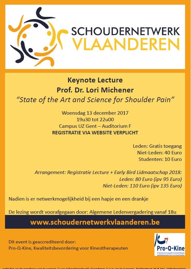 Proud to announce new event with @LoriM_PT  on "State of the Art and Science for Shoulder Pain" - December 13th - Ghent (B)