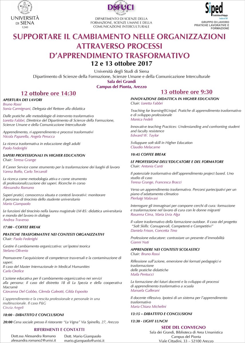 unisiena's tweet photo. 12-13/10. #Arezzo: convegno della Società italiana di pedagogia sull'innovazione nelle organizzazioni.
https://t.co/PH3DLlYz32 https://t.co/Il3ZrWaJPg