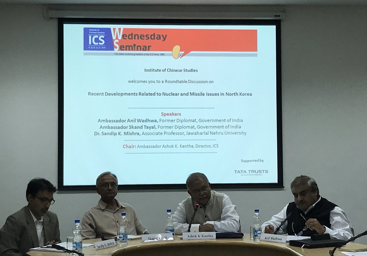 ics_delhi's tweet photo. #ICSWedSem, Roundtable on recent Nuclear & Missile issues in #NorthKorea, #AnilWadhwa, #SkandTayal & #SandipMishra, 11 October 2017 https://t.co/0Hq1ESZo5Q