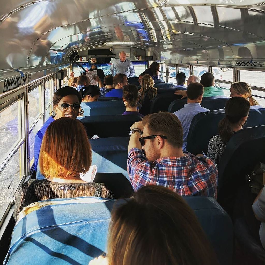 mverley's tweet photo. #LG44 team sweating on the bus as we get ready to head out for a guided tour of the textile history of Greenville.β¦ https://t.co/mFCvHp7vS0 https://t.co/UrHbGBq6H4