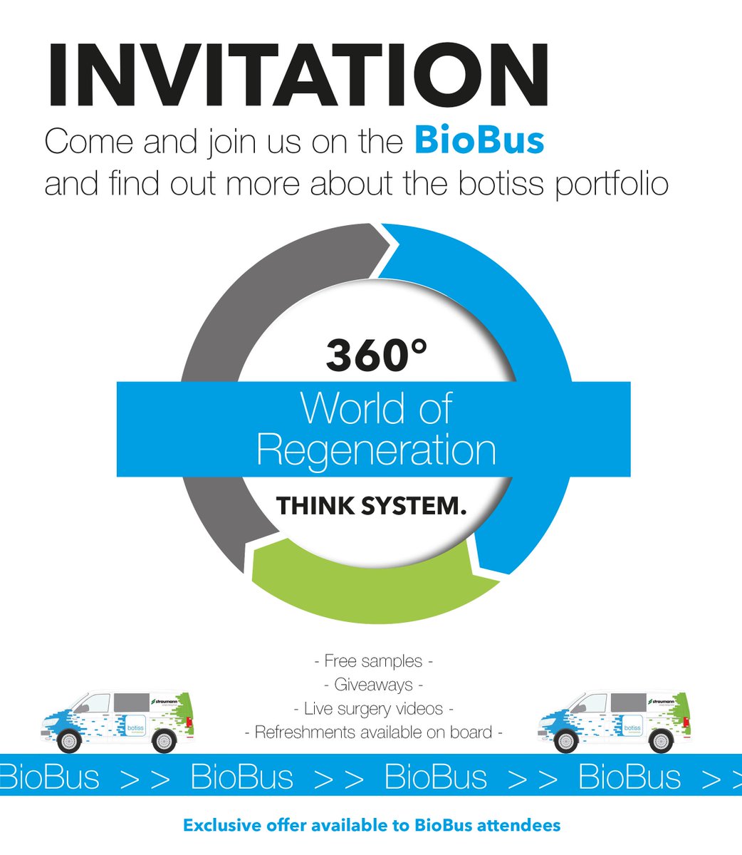 StraumannUK's tweet photo. The Biobus is at the Portman Roadshow - come and learn about the #botiss portfolio. Contact your rep for details! https://t.co/JPiGRhonmK