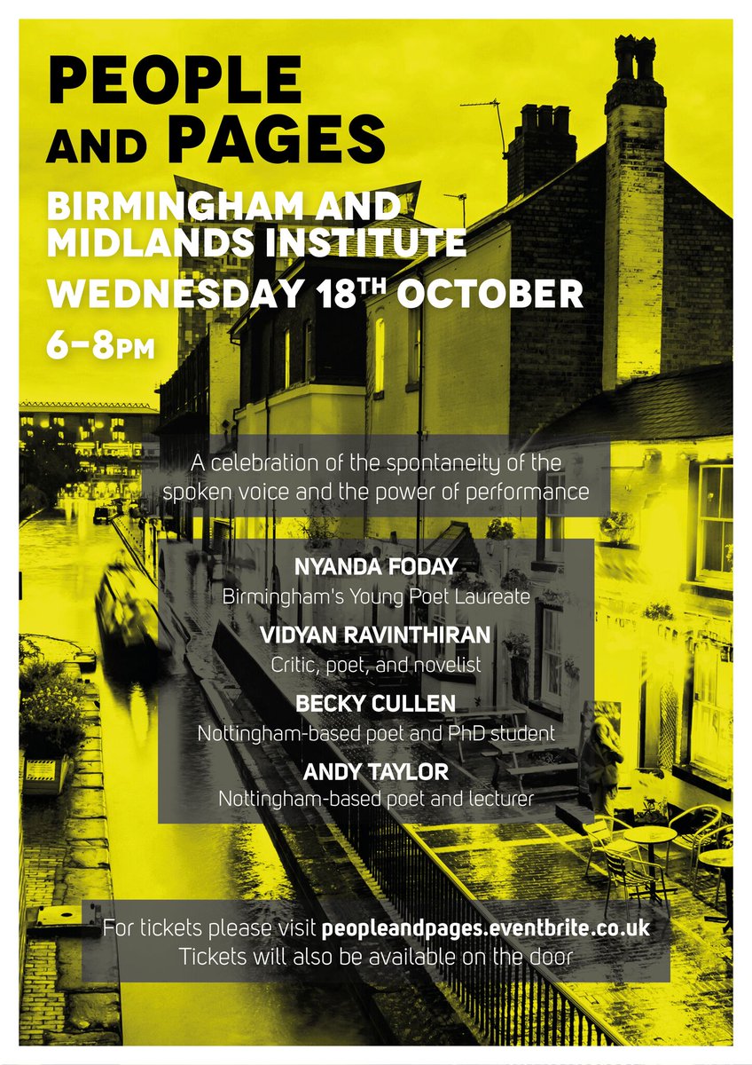 This time next week! Poetry&amp;Pages: poetry evening, Wed 18th October <a href="/bmi1854/">The Birmingham & Midland Institute</a> Register here: birmingham.ac.uk/research/activ… <a href="/artsatbham/">College of Arts+Law</a> <a href="/news_ub/">UniBirmingham News</a>