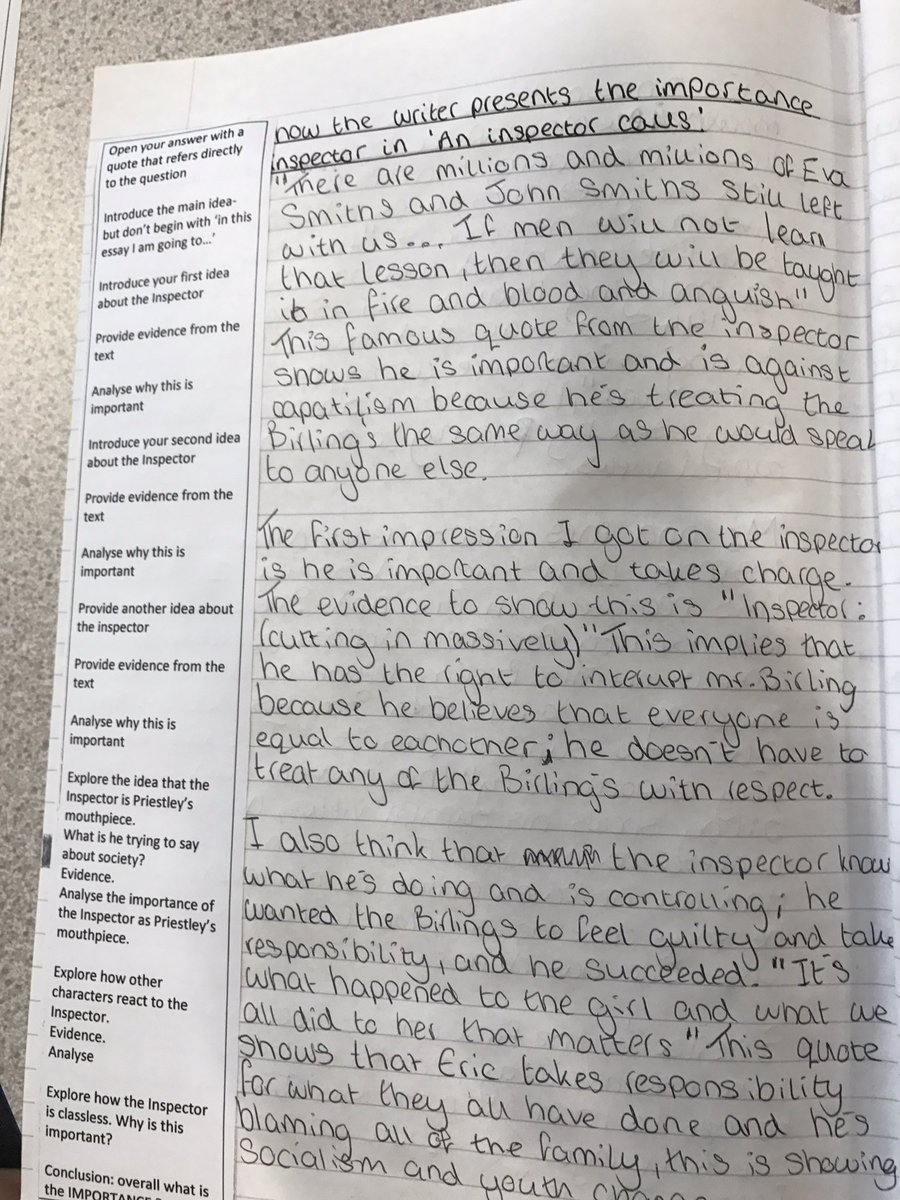 MissFallon_SG's tweet photo. Structure strips- year 10. Not one person has asked me a question during their Inspector Calls practice exam. #progress #removingbarriers https://t.co/OnffEolDKy