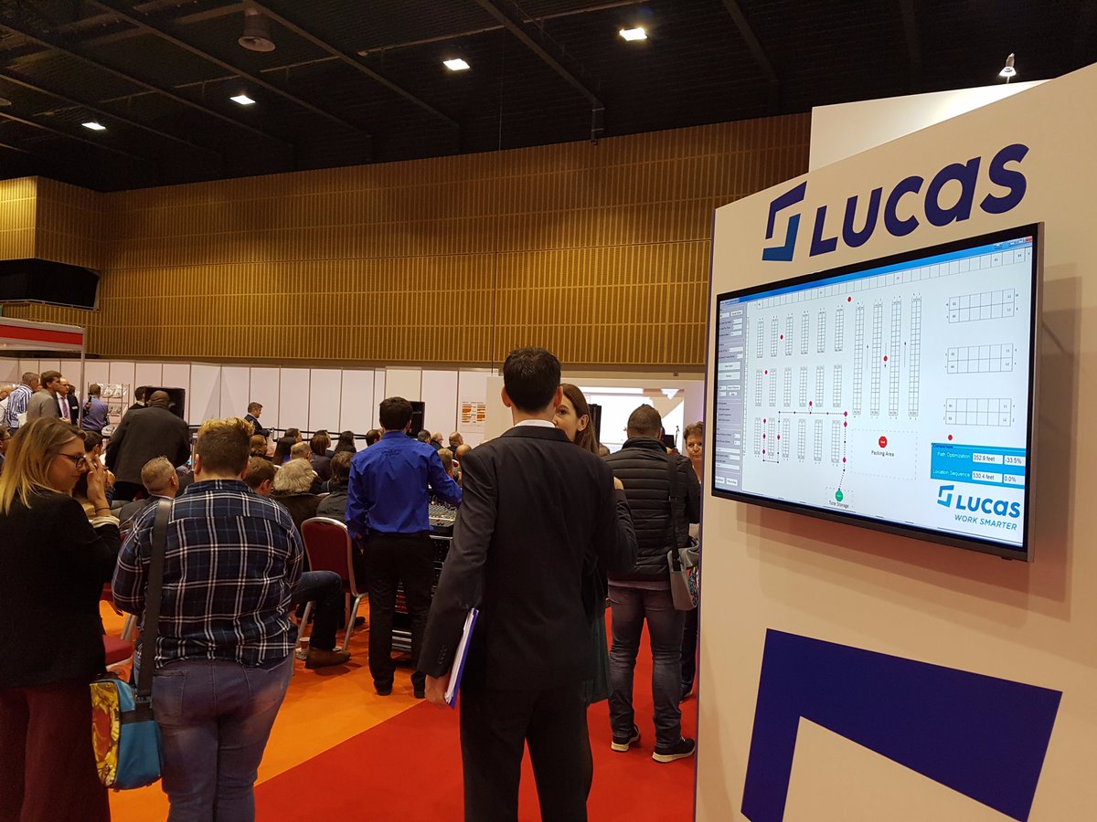 Lucas_EMEA's tweet photo. Packed out seminar on our Dynamic Work Optimisation software, saving travel distance in the DC. Stop by stand 310 for info! @roboticsautoex https://t.co/HRI0tOEsYk