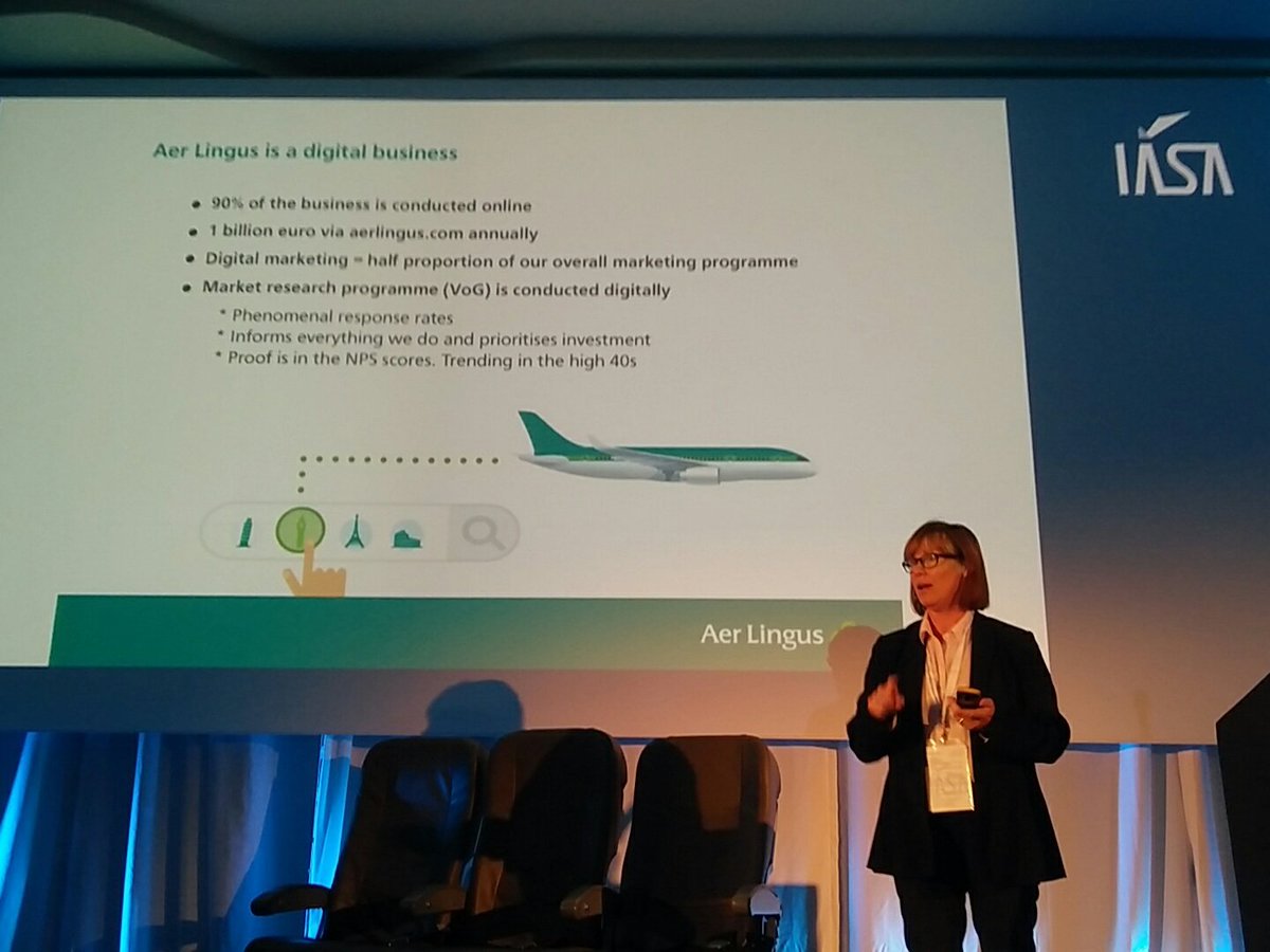 IASAofficial's tweet photo. Aer Lingus Head of Marketing on their digital business and how an airline has to keep on top of it all in this day and age! #IASAsymposium17 https://t.co/cf1yApSE5Z