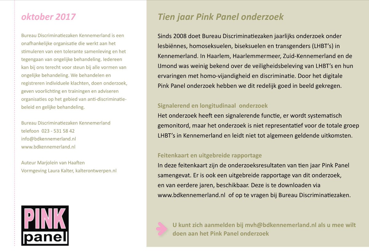 Msteffenswater's tweet photo. Met slechts 8% #LHBTI deelnemers #pinkpanel @BDKennemerland uit Haarlemmermeer=feitenkaart PinkPanel onvoldoende lokaal gevuld: meld je aan! https://t.co/kpbhmGBr4C