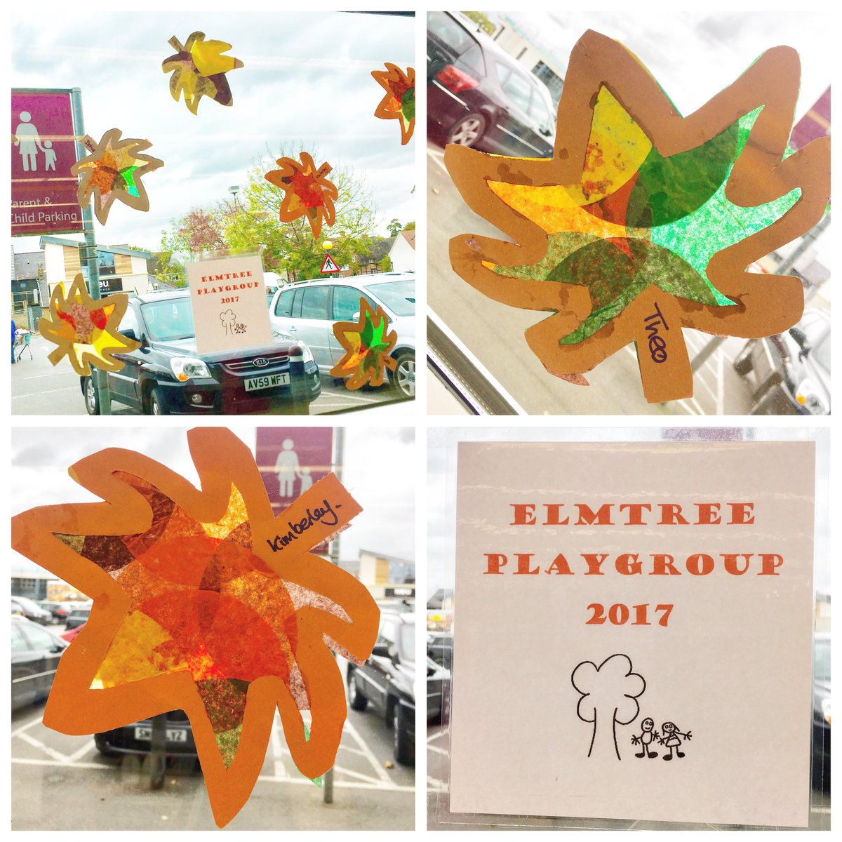 CleeveCommunity's tweet photo. Thank you Elm Tree playgroup for your beautiful autumn leaves! They brighten up the shop window 🍁😊 https://t.co/mRze0fpDxP
