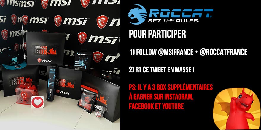 msifrance's tweet image. Gagne la #DragonBox 4 spéciale ROCCAT
1) Follow @msifrance et @ROCCATFrance 
2) RT ce tweet
Triple tes chances &amp;gt; goo.gl/D2wXZ3