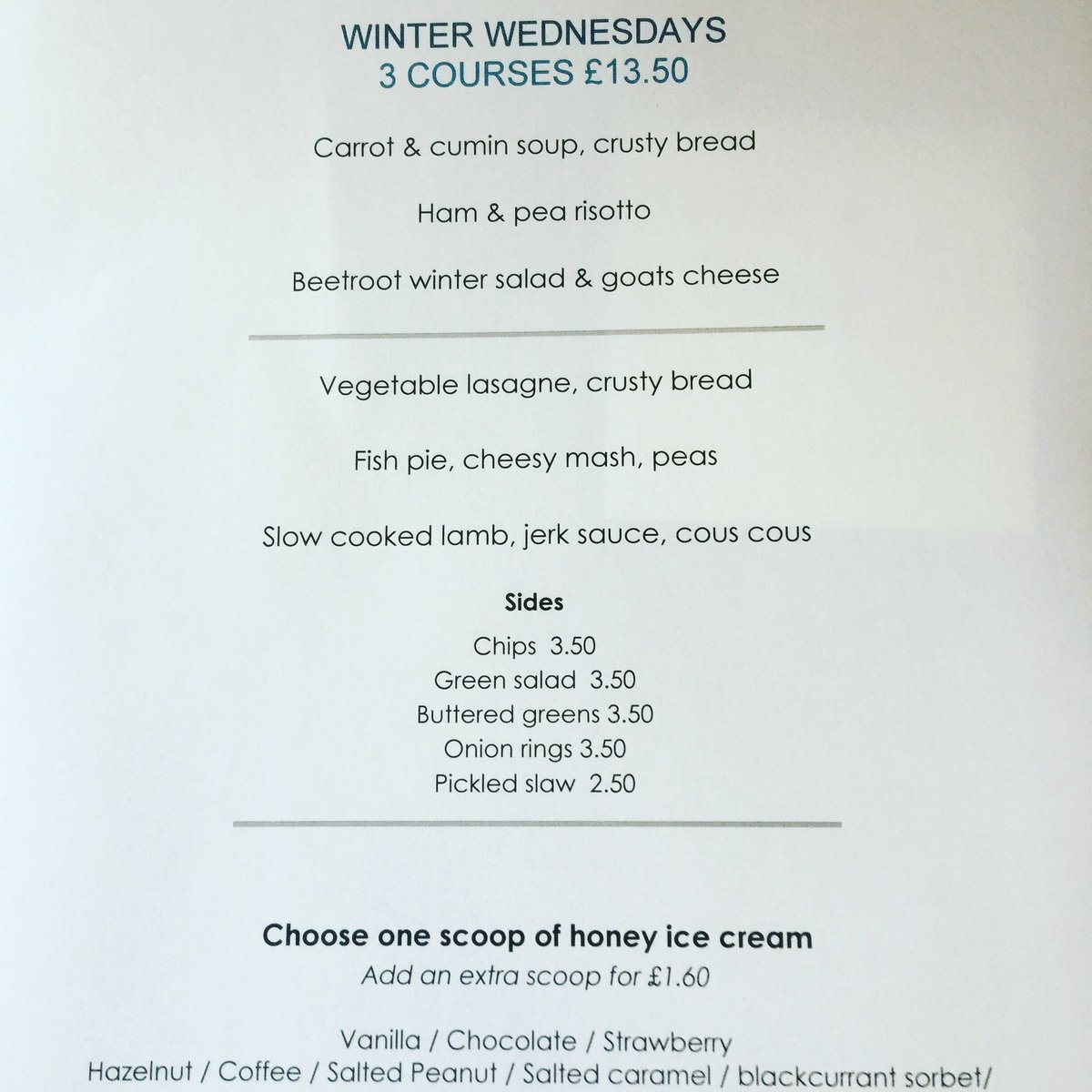 #tonights winter #Wednesday menu is ready!  3 courses £13.50, to book tel 01545 570445